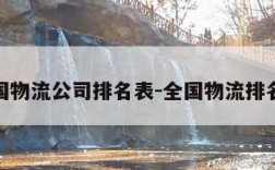 全国物流公司排名表-全国物流排名榜